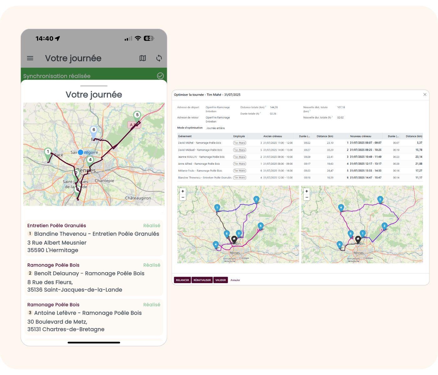 Optimisation de tournée mobile